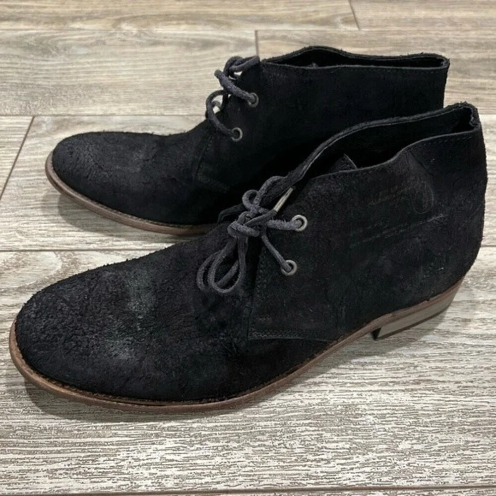 AllSaints Ridge Black Waxed Suede Desert Chukka Boots 9 NIB Rare